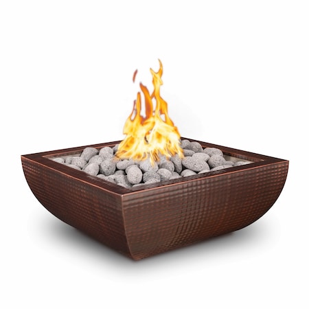 The Outdoor Plus 36 Square Avalon Fire Bowl - Copper - Match Lit - Liquid Propane OPT-36AVCPF-LP